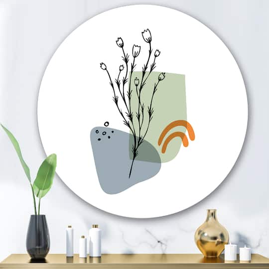 Designart - Abstract Flowers On Minimal Shapes II
